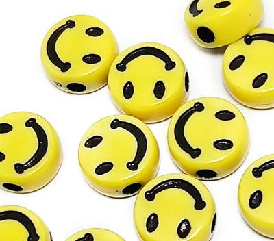 Bright Yellow Designer Circular Plastic Beads