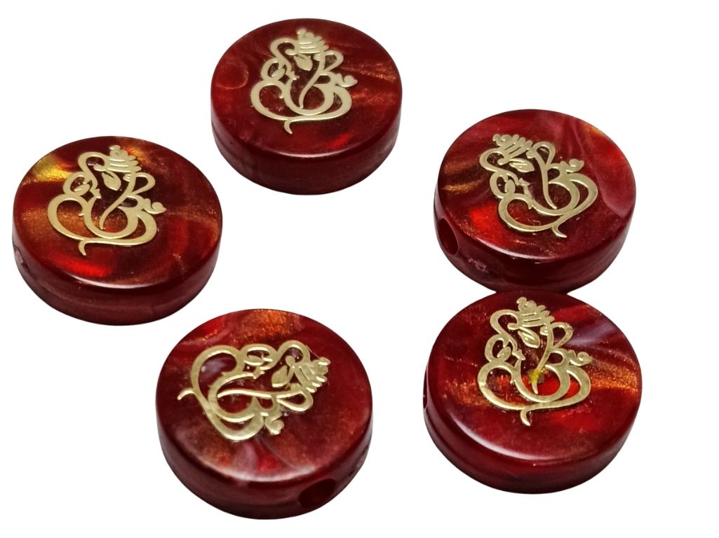 Brown Circular Resign Ganpati Charms