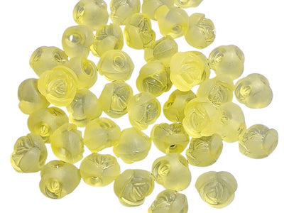 Lemon Yellow Matte Finish Rose Shaped Acrylic Beads with Back Hole