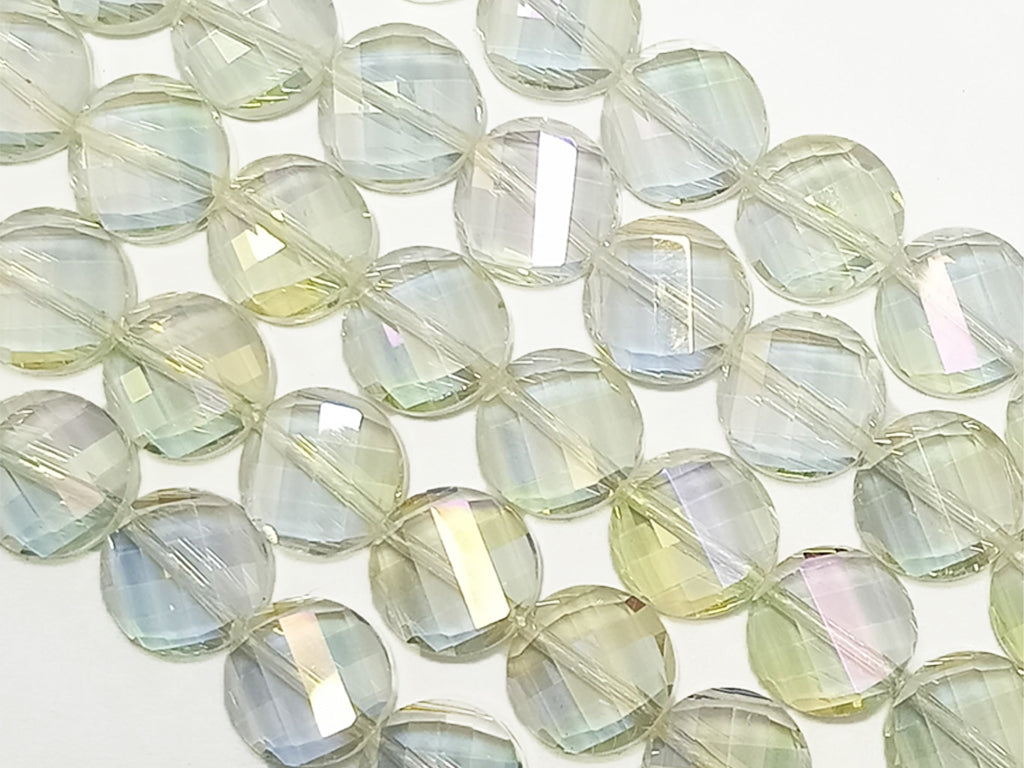 Light Yellow Faceted Flat Crystal Beads