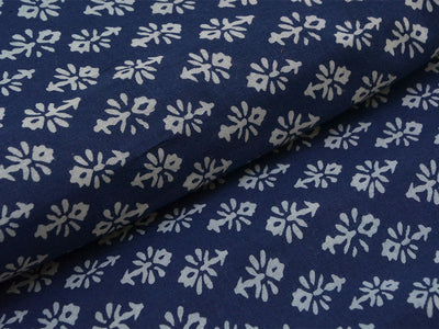 Indigo Blue Floral Pure Cotton Fabric