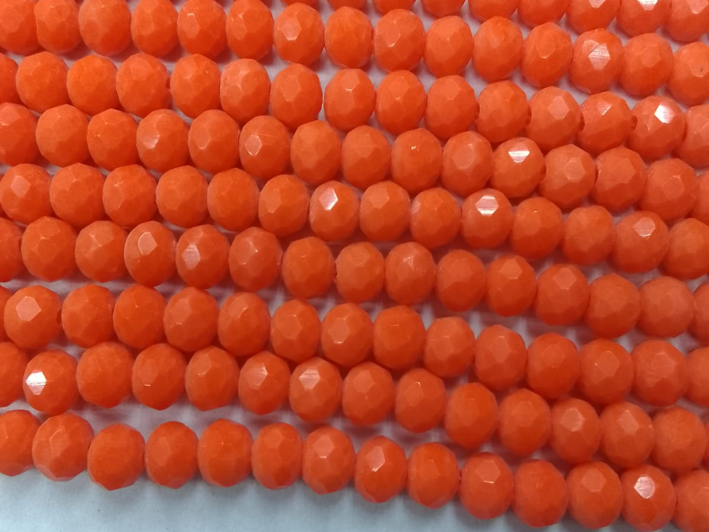 Orange Tyre Crystal Glass Beads- 6 mm (Wholesale