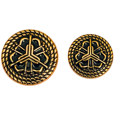 Black & Golden Regal Floral Motif Antique Design Round Shank Metal Button