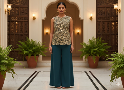 Off White Leopard Digitally Printed Butter Crepe Fabric