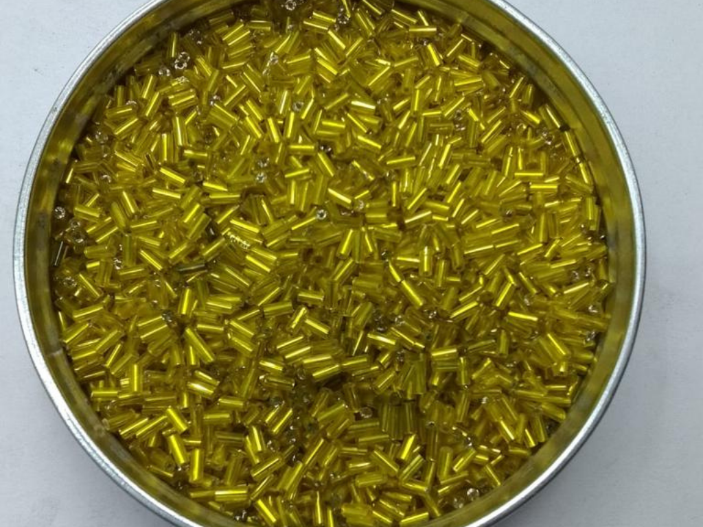 Deep Yellow Silverline Pipe Glass Seed Beads- 4.5 mm (Wholesale)