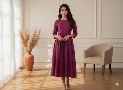 Dark Magenta Plain 100% Pure Mul Mul Cotton