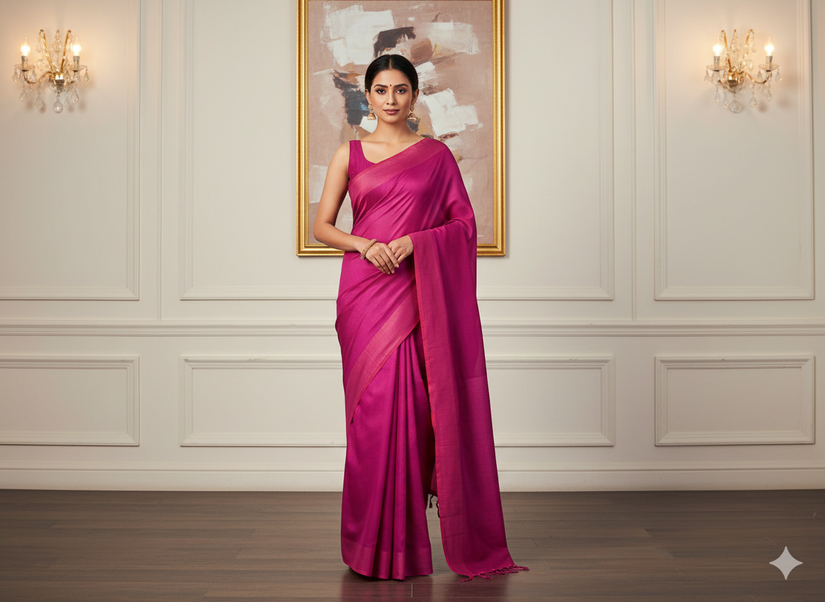 Deep Purple Plain Bangalore Raw Silk Fabric  (Wholesale)