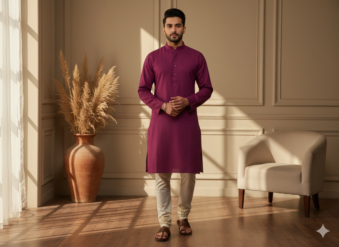 Dark Magenta Plain 100% Pure Mul Mul Cotton