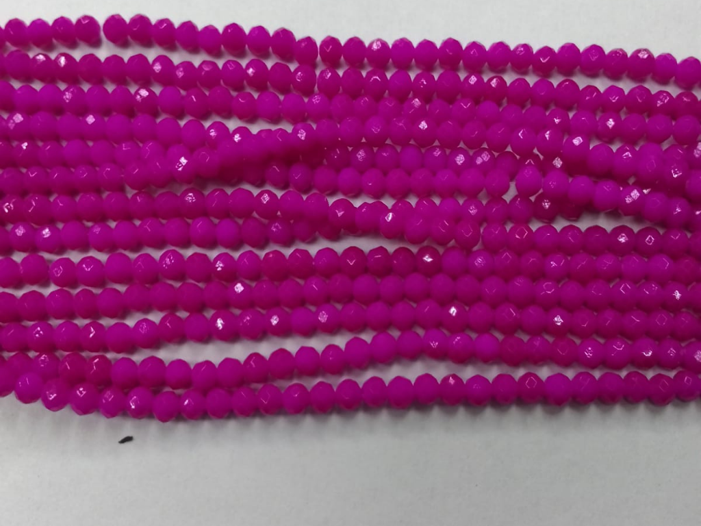 Magenta Tyre Crystal Glass Beads (Wholesale