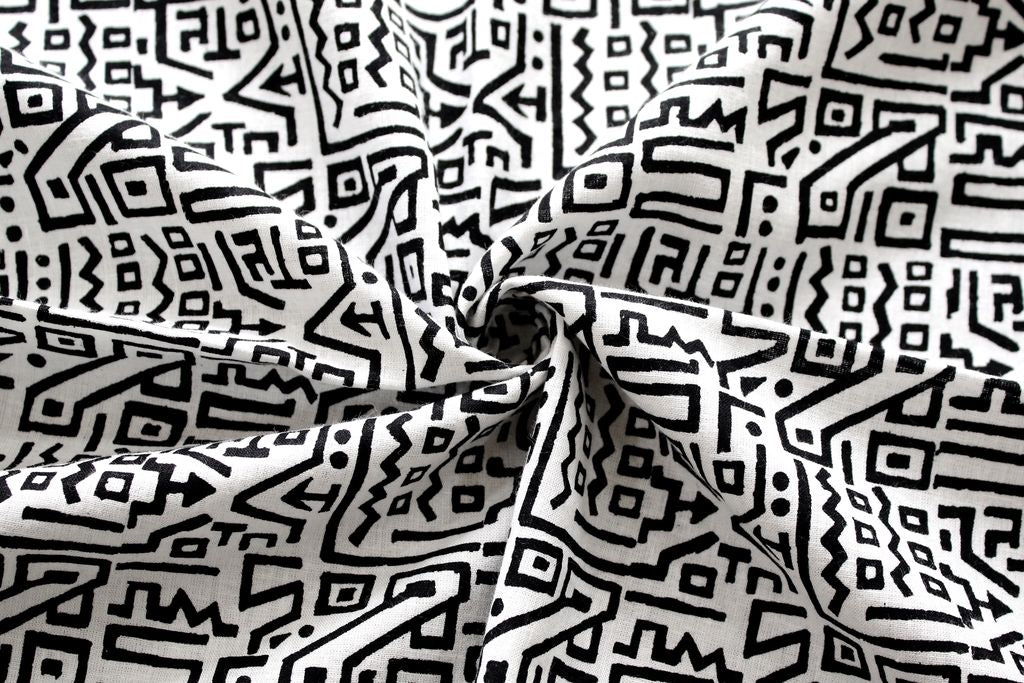 Black & White Abstract Printed Pure Cotton Fabric