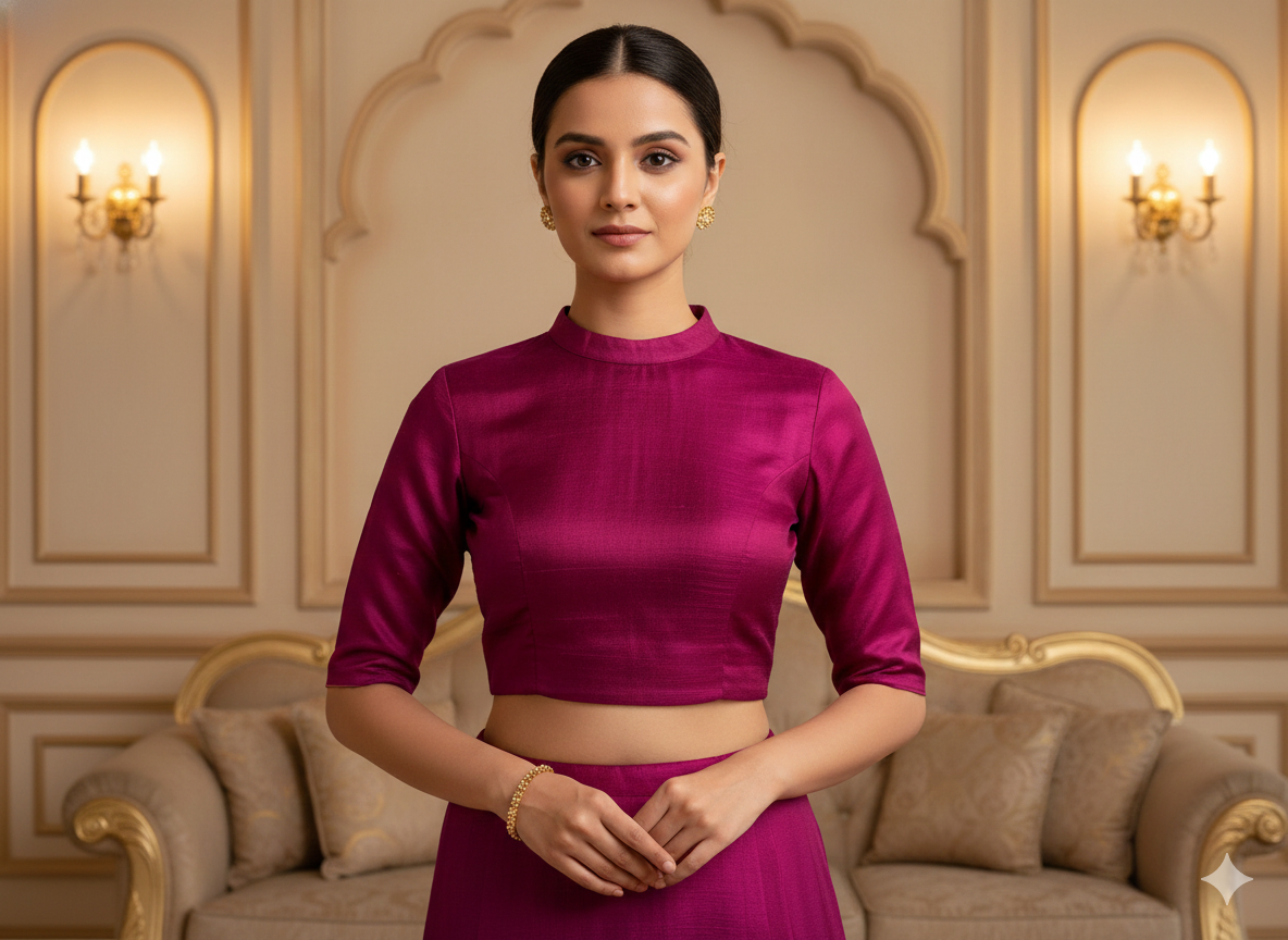 Deep Purple Plain Bangalore Raw Silk Fabric  (Wholesale)