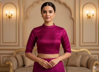 Deep Purple Plain Bangalore Raw Silk Fabric  (Wholesale)