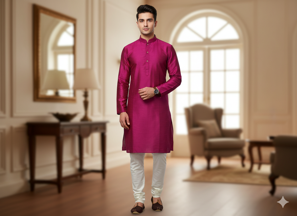 Deep Purple Plain Bangalore Raw Silk Fabric  (Wholesale)