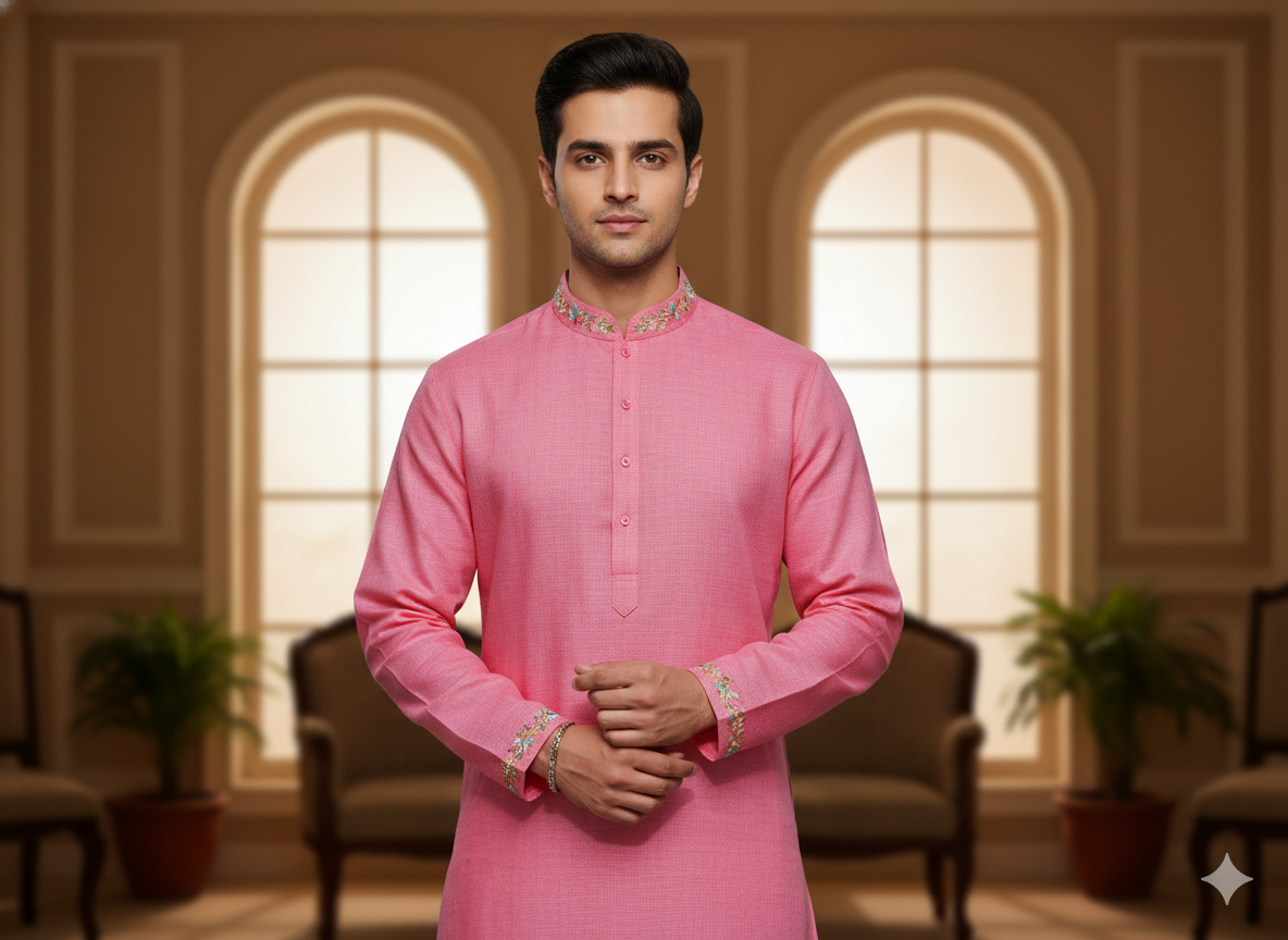 सैल्मन पिंक शुद्ध लिनन फ़ैब्रिक - 60 ली