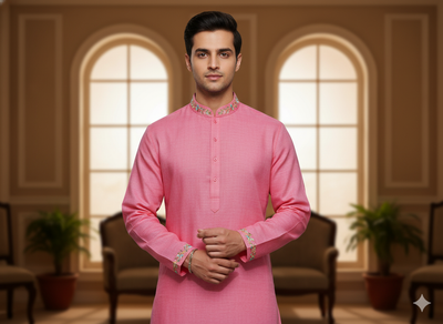 सैल्मन पिंक शुद्ध लिनन फ़ैब्रिक - 60 ली