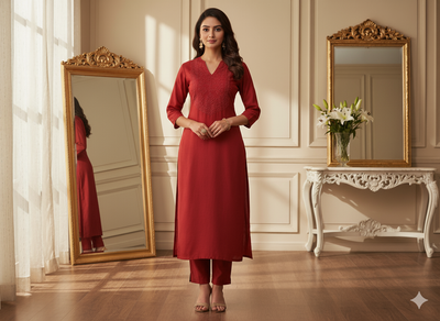 लाल सादा शुद्ध विस्कोस गाजी सिल्क कपड़ा