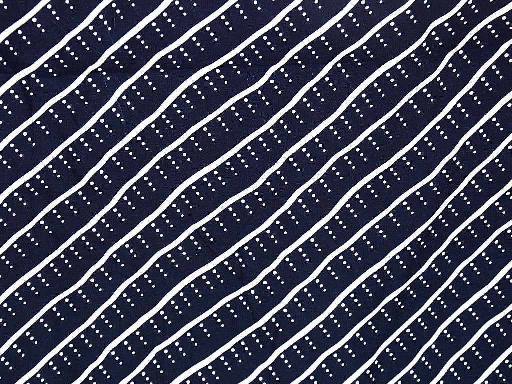 Precut of 2.5 Meter Dark Blue & White Stripes Pure Cotton Fabric