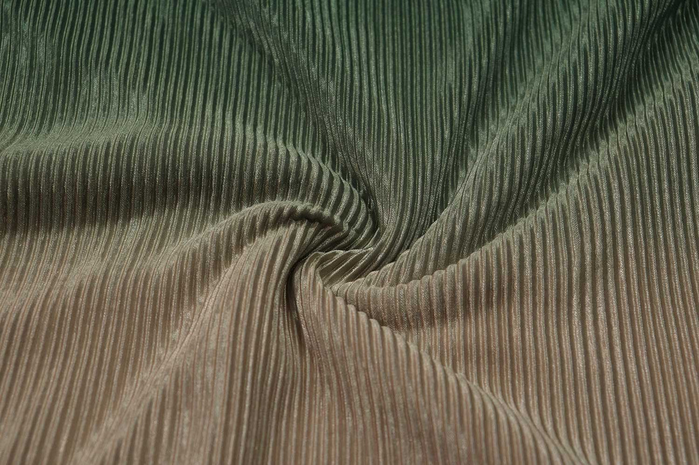Precut 2 Metres Beige & Green Double Shade Pleated Knit Fabric