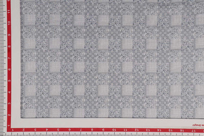 Blue and Gray Checks Printed Cotton Satin Fabric