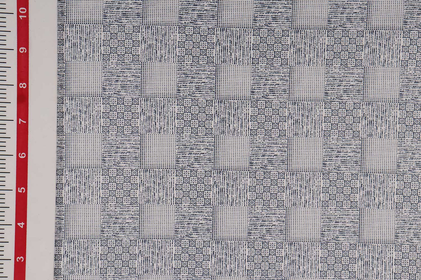 Blue and Gray Checks Printed Cotton Satin Fabric