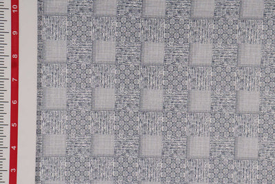 Blue and Gray Checks Printed Cotton Satin Fabric