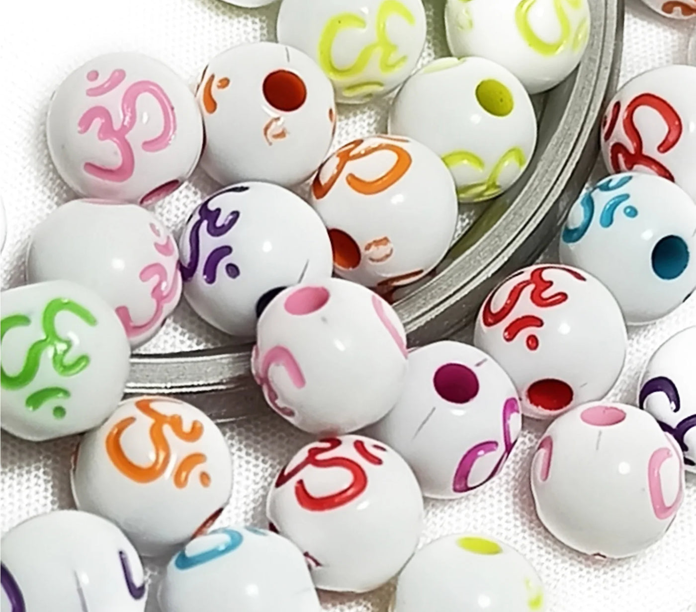 White Designer Circular Plastic Beads