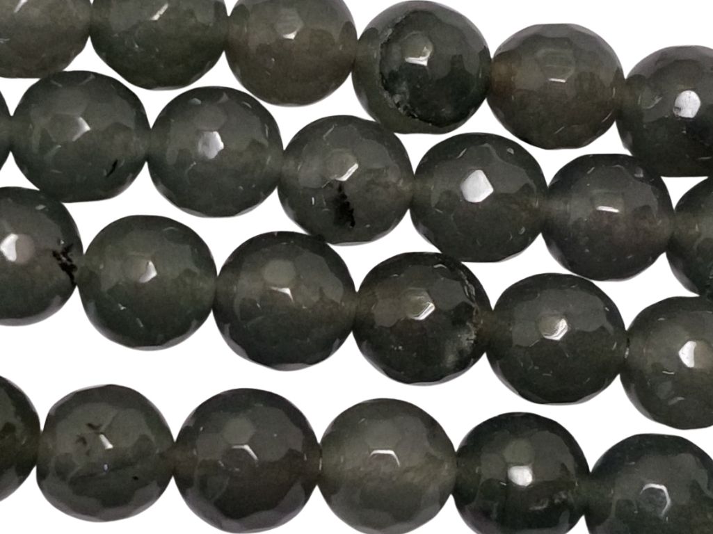 Dark Gray 8 mm Rondelle Jade Quartz Stones