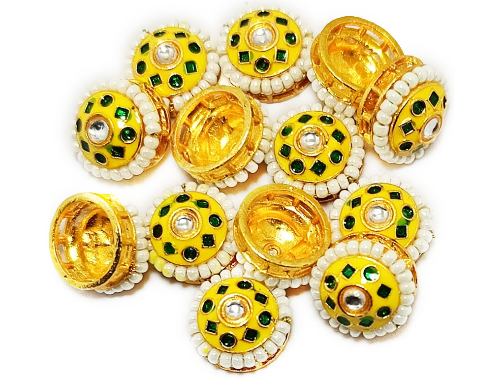 Multicolor Round Meena Kundan Stones