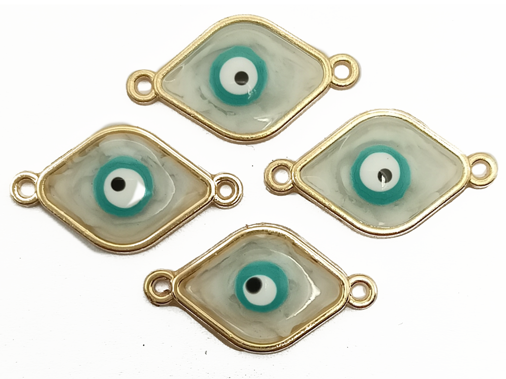 Teal Green Rhombus Evil Eye Resin Charms