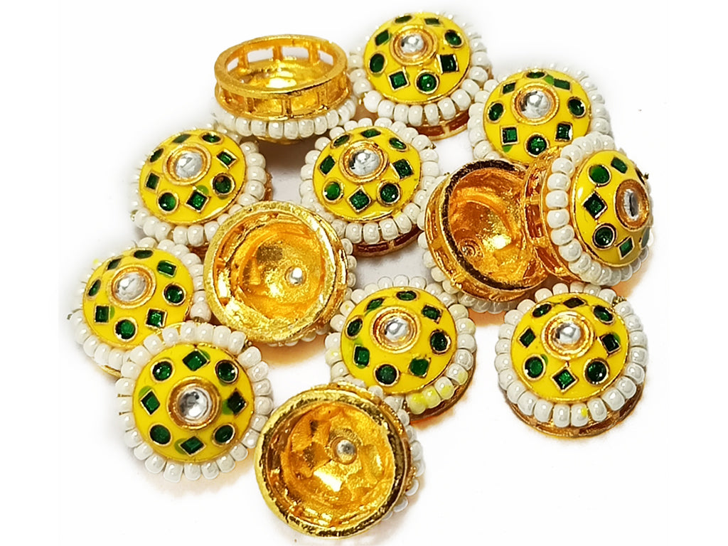 Multicolor Round Meena Kundan Stones