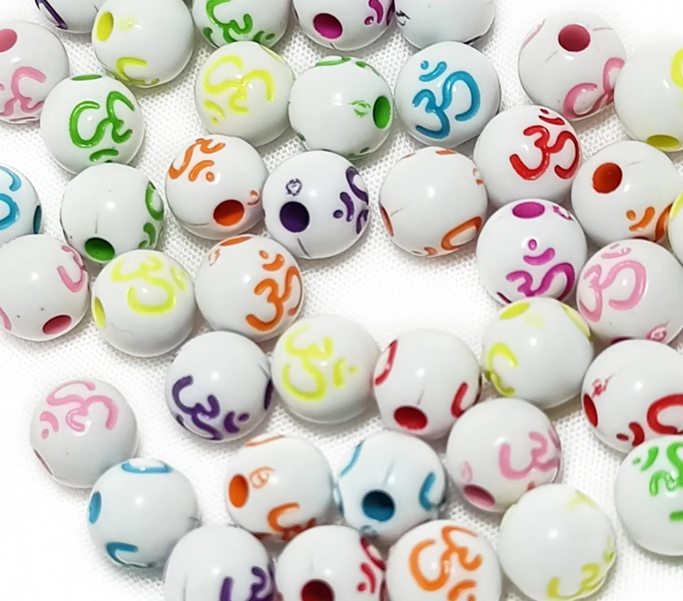 White Designer Circular Plastic Beads