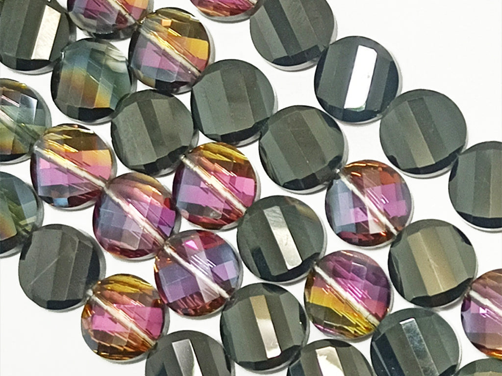 बहुरंगी इंद्रधनुष प्रभाव फ्लैट faceted क्रिस्टल मोती (थोक)