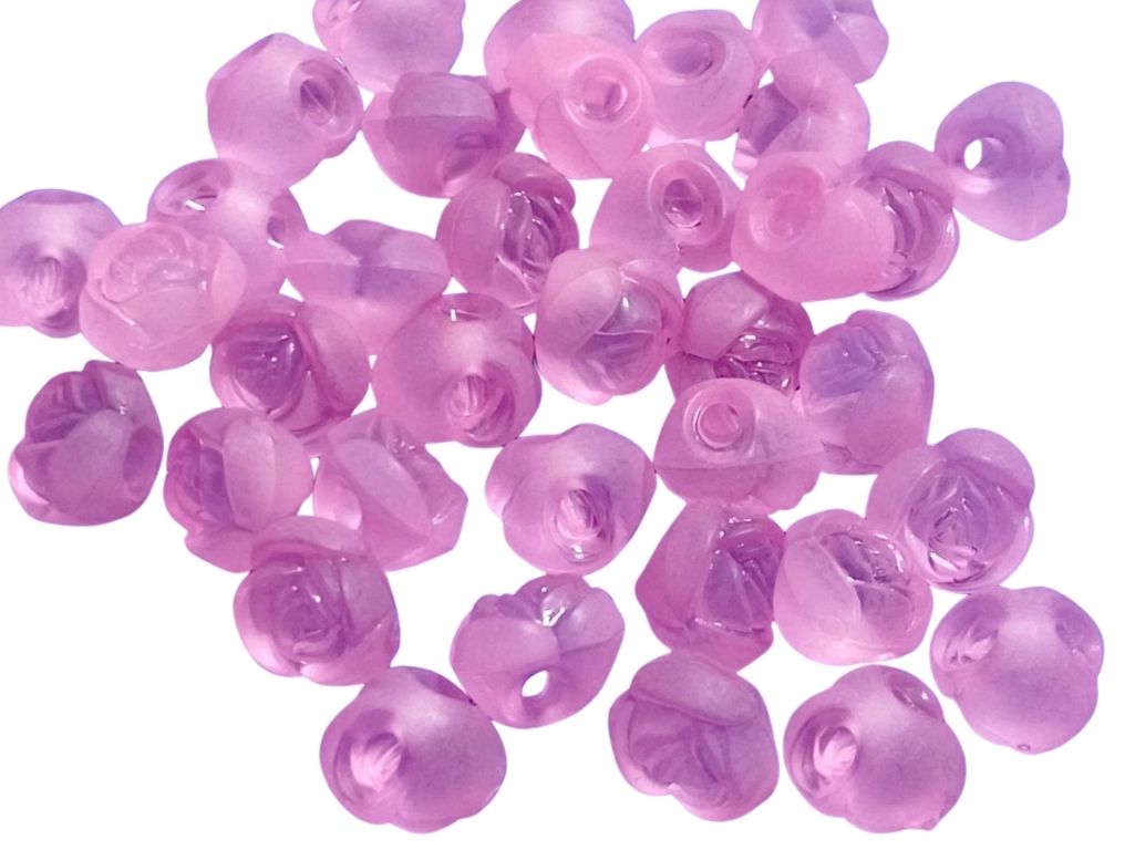 Baby Pink Matte Finish Rose Shaped Acrylic Beads with Back Hole