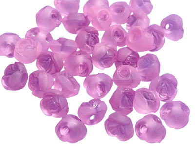 Baby Pink Matte Finish Rose Shaped Acrylic Beads with Back Hole