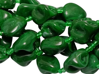 Dark Green Irregular Shaped Resin Beads