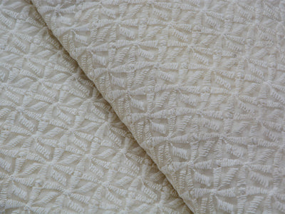 Off White Geometric Light Thread Embroidered Premium Georgette Fabric