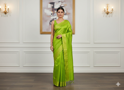 Parrot Green Plain Bangalore Raw Silk Fabric  (Wholesale)