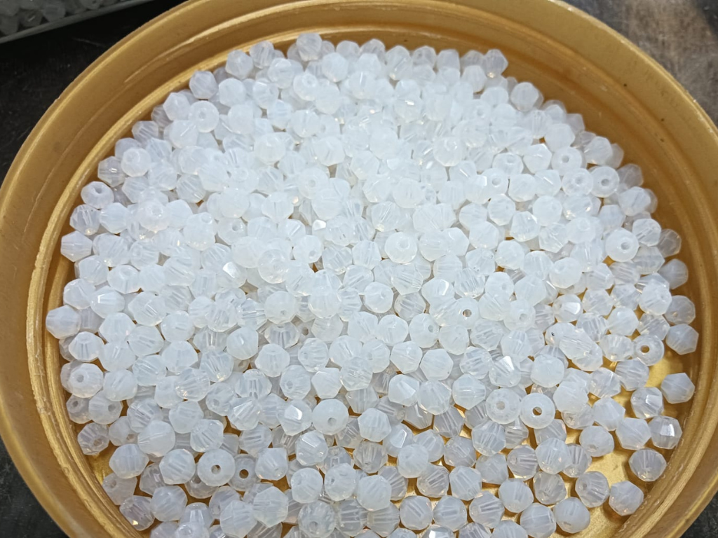 Milky White Bicone Crystal Glass Beads