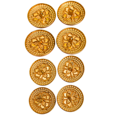 Red & Golden Regal Floral Motif Antique Design Round Shank Metal Button