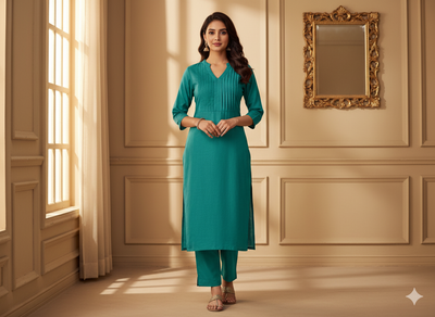 कैरेबियन फ़िरोज़ा सादा ग्लेज्ड कॉटन फ़ैब्रिक (थोक)