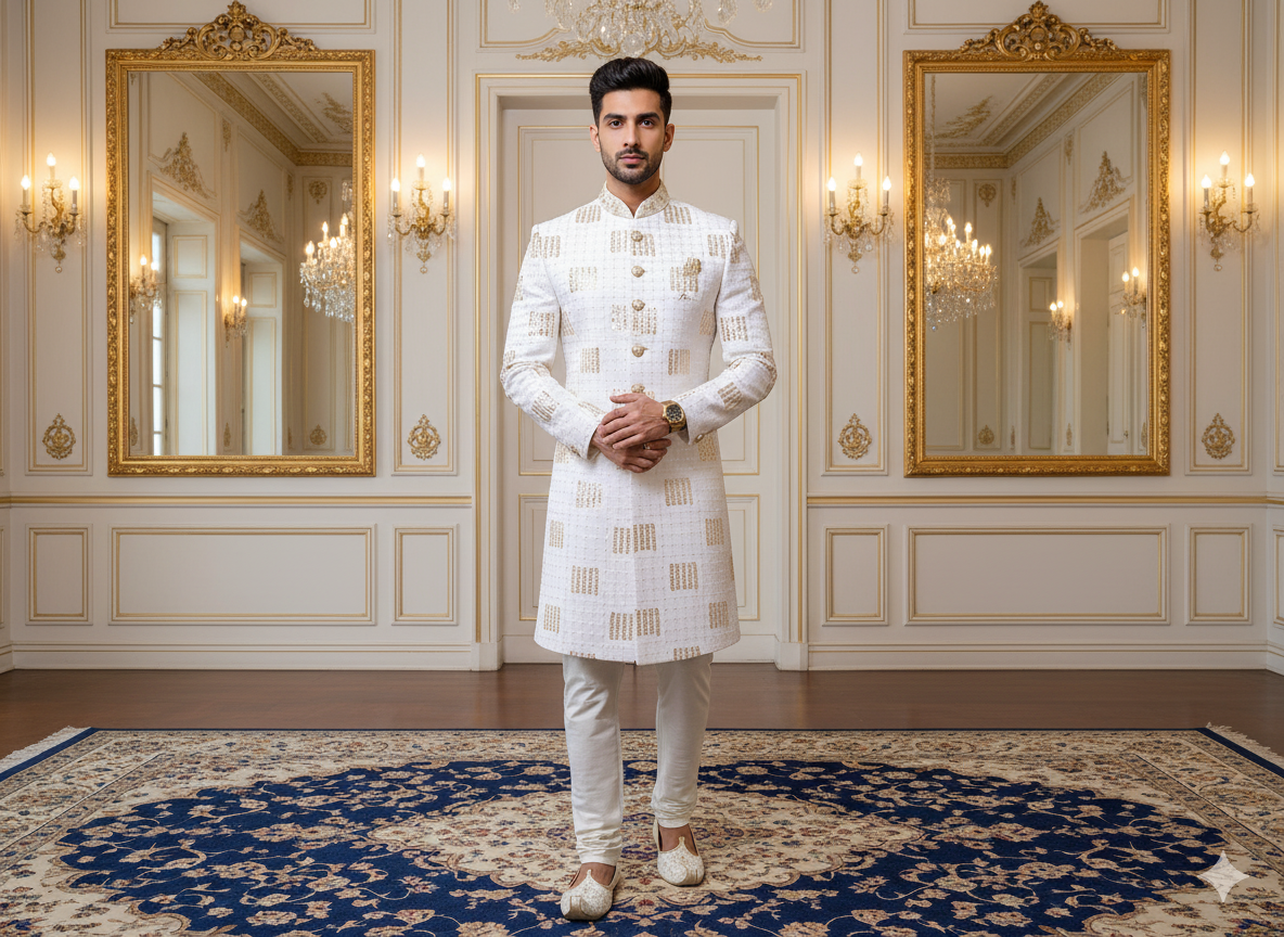 सफेद धातुई सेक्विन कढ़ाई मलाई साटन कपड़ा