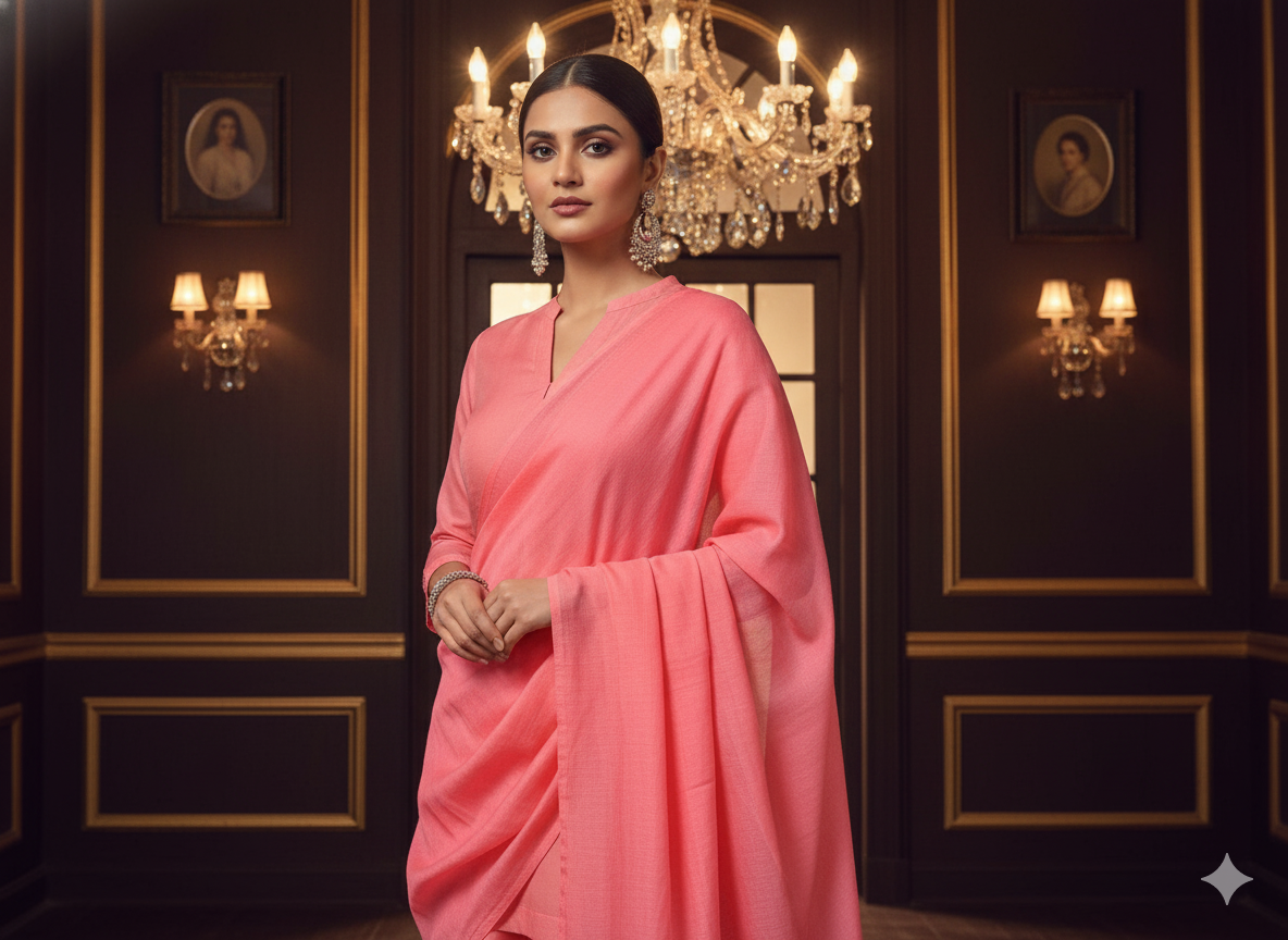 Baby Pink Plain 100% Pure Mul Mul Cotton