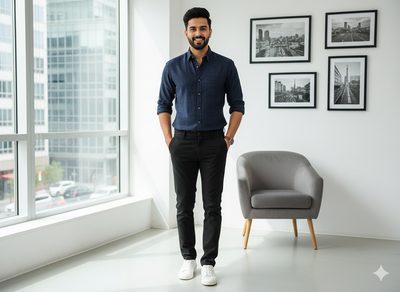 डेनिम नीला कॉटन लिनन कपड़ा