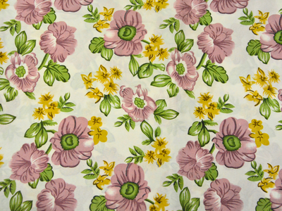 Off White Floral Digitally Printed Butter Crepe Fabric