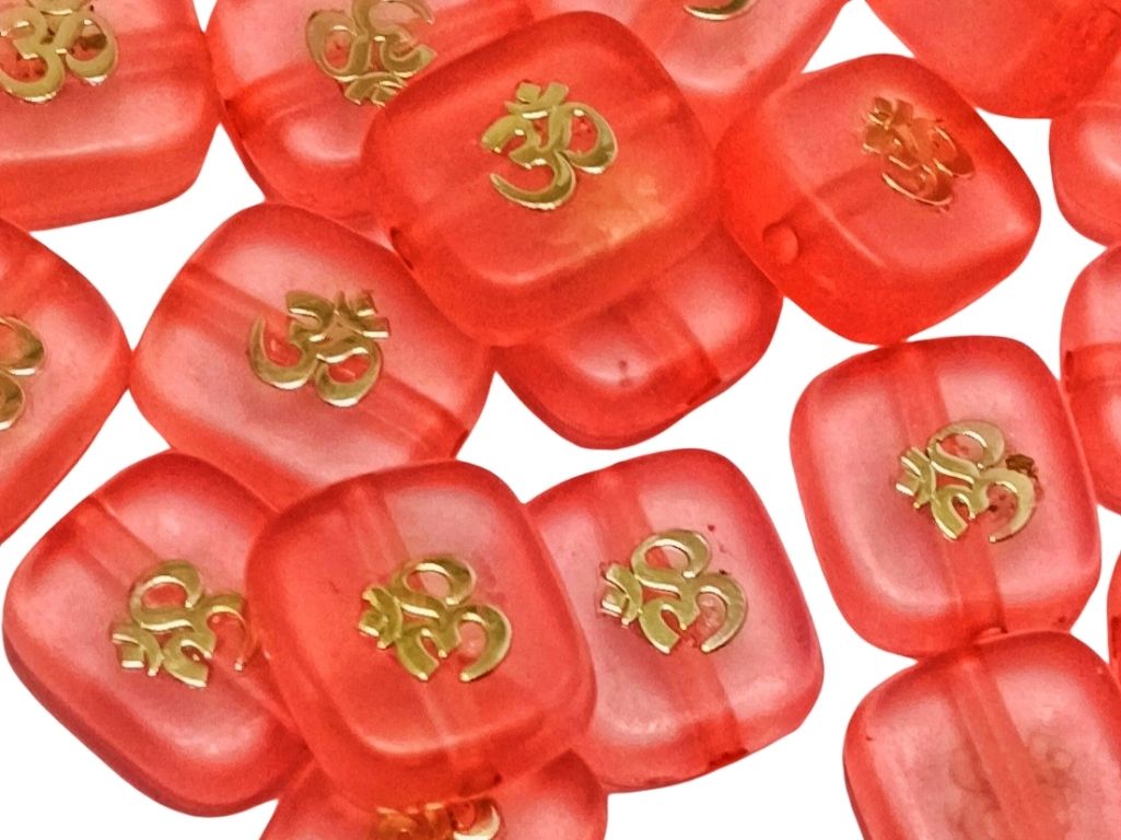 Reddish Rectangular Resign Om Charms