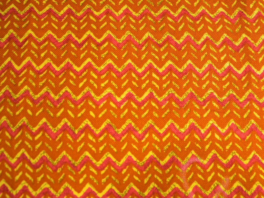 Orange Zigzag Printed Semi Pashimna Woolen Fabric