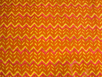 Orange Zigzag Printed Semi Pashimna Woolen Fabric