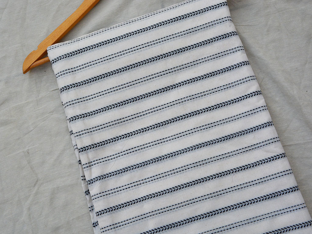 White & Black Strips Pattern Pure Cotton Jacquard Fabric