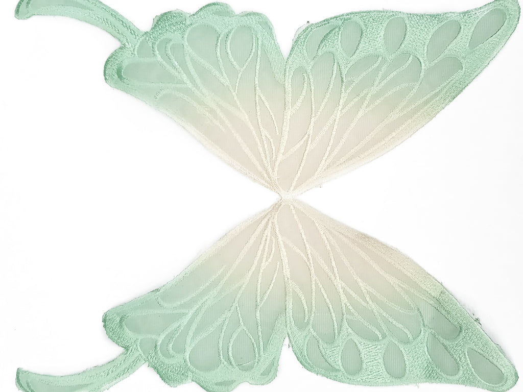 Mint Green & Cream Dual Shade Butterfly Threaded Motifis