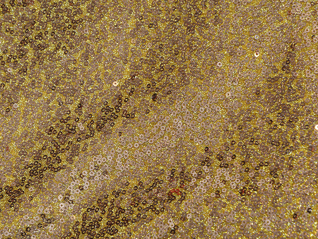 Golden Glitter Sequins Embroidered Net Fabric